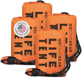 Go Time Gear Survival Life Tent • 2 Person Mylar Emergency Shelter Tube Tent + Paracord • All-Weather Protection for Camping, Hiking, & Survival Kits • Includes Emergency Whistle • 4PK Orange