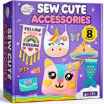 Kids Sewing Kit for Beginners Ages 6-12, Cute Felt Craft Projects with Easy Step by Step Instructions, My First Sewing Kit for Girls and Boys with Pre-Cut Shapes, Educational Learning Activity