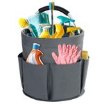 Bototack Cleaning Caddy with Handle, Cleaning Products Organiser, 17L Foldable Storage Basket, Cleaning Caddy Organiser, Portable Multi Cleaning Bucket Bag for Home, Garden (Dark Grey)