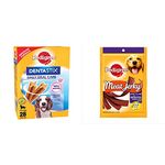 Pedigree Dentastix Medium Breed (10-25 Kg) Oral Care Dog Treat (Chew Sticks) (28 Sticks) 720G Monthl & Meat Jerky Adult Dog Treat, Roasted Lamb, 80G Pack