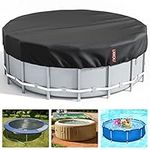 LXKCKJ 12 Ft Round Pool Cover, Solar Covers for Above Ground Pools, Summer Pool Cover Protector with Pool Cover Accessories, PE Tarp Ideal for Waterproof and Dustproof (370cm,Black)