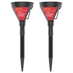 GADLANE Car 2 In 1 Plastic Funnel With Extendable Flexible Spout - Set of 2 Funnels for Petrol, Diesel, Screen Wash, Adblue, Add Blue, Water, Oil, Fuel, Coolant (PACK OF 2)