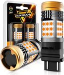 Auxbeam B21 Series 3157 LED Bulbs Amber Yellow Built in Resistor CANBUS Error Free Anti Hyper Flash 3457 4157 Bulb 600% Super Bright Turn Signal Light
