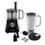 Daewoo SDA2100 750W Plastic Compact Food Processor with 2L Bowl and 1.8L Blender Jug, Stainless Steel Chopping Blades for Slicing and Grating, UK Type G Pulg 220-240v 50hz, Black