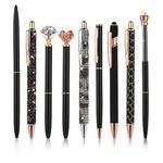 Bewudy 9 PCS Crystal Diamond Pens, Retractable Metal Ballpoint Pen Crystal Glitter Pens Black Ink Fancy Pens Gifts for Women Girls School Wedding Office Desk Supplies(Black)