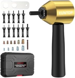 XUNTOP Rivet Nut Drill Adaptor Kit with 100PCS Nut Accessories,Easy to Install Nut Gun Adapter for Electric Rivet Gun Electric Rivet Gun Adapter Widely Used in Automobile Maintenance-Gold