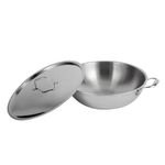 Royalford Triply Stainless-Steel Wok Pan with Lid – Deep Stir Fry Pan with Induction Base – Frying Pan Kadai Cooking Pan for Shallow & Deep Frying, Induction Bottom, 32cm