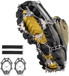 Pnosnesy Walk Traction Cleats,24 Spikes Crampons for Shoes,Ready Ice Cleats - Unisex with Durable Alloy Teeth for Outdoor Activities, Climbing Mountaineering,Walking,Hiking