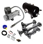 Viking Horns | Loud 162 dB | 4 Trumpet Train Air Horn Kit | 200 PSI Compressor | 5 Gallon air Tank | V103C-6/310