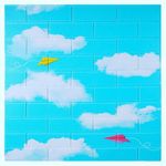 Golden Cart Ceiling Wallpaper (1 Pcs) 3D Foam Brick Wallpaper Sticker Panels I Sky Blue Roof Wallpaper for Living Room BedroomI Furniture, DoorI Foam Tiles (Sky Blue, 1 Pieces, 70 X 70cm Each)