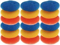 Lola Products Plastic Mesh Scouring Pads - 3.375" x 1.25", Durable Non-Scratch Dish Scrubbers to Clean Dishes, Assorted Colors - 1 Red, 1 Blue & 1 Yellow, 18 Pack