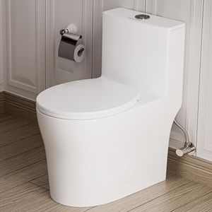 KK KE KING 24'' Depth Compact One Piece Toilet, Quiet Dual & Powerful Flush Small Toilet for Small Bathroom, Space Saving Toilet with Soft Close Seat, 12'' Rough-in