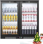 BODEGACOOLER Back Bar Cooler With 2 Glass Doors,Under Counter Back Bar Refrigerator 7.4 Cu.Ft with LED Lighting,Commercial Display Beverage Cooler for Beer,Soda Drinks,Wine