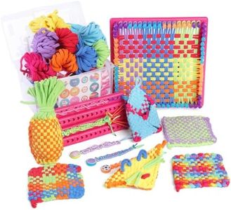 Weaving Loom Kit Toys, Arts and Crafts for Kids and Adults, Ideal Gifts for Girls, Potholder Weaving Loom Kits with Portable Box and Craft Loops, Craft Potholders and Friendship Bracelets