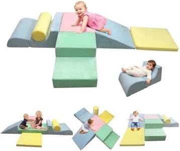 EOSAU Toddler Climbing Toys Indoor, 6-Piece Baby Foam Climbing Blocks Set, Soft Play Climbing Toys for Toddlers 1-3, Indoor Climb Crawl & Slide Activity Play Gym for Kids (Light Color)