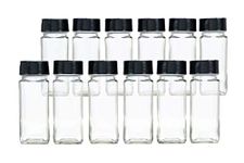 Vasukie Salt & Pepper Square Glass Spice Jar with Black Sifter Two Sided Sifter Cap,Masala jar Spice Container (Each Bottle 120ml) (10 Piece)