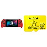 HORI Nintendo Switch Split Pad Pro (Red) | SanDisk 256GB MicroSDXC UHS-I Memory Card for Nintendo Switch