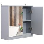 HOMCOM Medicine Cabinet with Mirror, Modern Bathroom Wall Cabinet, Wall-Mounted Mirror Cabinet with 2 Doors and Adjustable Shelf, Grey