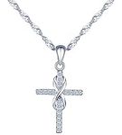 Yumilok Jewelry 925 Sterling Silver Cubic Zirconia Classic Infinity Symbol Cross Pendant Necklace for Women/Girls (A)