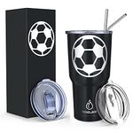 yoelike 860ml/30oz Softball Insulate Tumbler with Straw and Lid, Stainless Steel, Double Wall Vacuum Insulated Travel Cup, Coffee Mug for Fan Coaches Mom Men Sports, Drinks Cold and Hot