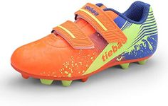 MiFeloo Kids Football Boots Outdoor Sport HG/AG Sneakers Boys Girls Artificial Ground Soccer Cleats Trainning Shoes, Orange, 1.5 Little Kid