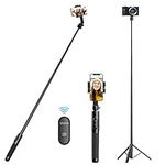 63'' 160cm Selfie Stick ULANZI SK-03 3 in 1 Stable Phone Stand for Smartphone/Camera, 160cm Extendable Phone Tripod with Detachable Remote, Compatible with iPhone/Galaxy/Huawei, etc.