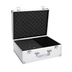 Tattoo Kit Box Case,Tattoo Machine Box Big Size 12.6" x 9.5" x 5.1" W/Lock Makeup Carrying Bag Storage Case Organize with Clasp,Aluminum Alloy with Sponge for Tattoo Cosmetic Makeup Tools (Silver