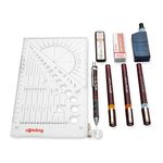 rOtring Isograph Fineliner Pen & Pencil College Set, 3 Technical Pens (0.20mm, 0.40mm, 0.60mm) and Mechanical Pencil (0.5mm) + Accessories