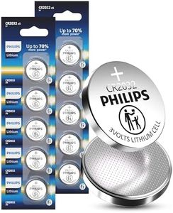 Philips 3V Lithium Button Cell Battery 10 Pack, CR2032-Child Resistant Packaging Works with Key Fob & Home Electronics