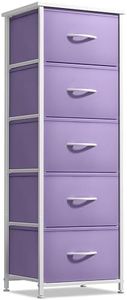 Sorbus Fabric Dresser for Kids Bedroom - Chest of 5 Drawers, Tall Storage Tower, Clothing Organizer, for Closet, for Playroom, for Nursery, Steel Frame, Fabric Bins - Wood Handle (Purple)