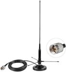 UHF VHF Dual Band 136-174MHz 400-470MHz Magnetic Base Mount Soft Whip Antenna with Ground Plane Kit, Vehicle Mobile Ham Radio Antenna with PL259 Male Connector for Car Amateur Radio Marine VHF Radio