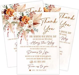 Your Main Event Prints 50 Boho Orange and Terracotta Floral Wedding Thank You Place Setting Cards, Great For Adding to Your Table Centerpieces and Wedding Decorations for Receptions, Pack of 50 Cards