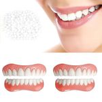 Suweiyuanshiyi 2 Pairs Fake Tooth,Fake Teeth Soft Denture Silicone Reline Kit, Natural Tones Take Tooth Set
