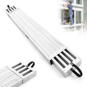 9-15FT Aluminum Telescoping Work Plank, 12.5 inch Width Extension Plank, 440Lbs Capacity Extension Boards, Adjustable Scaffolding Plank with Skid-Proof Platform Scaffold Ladder Accessory