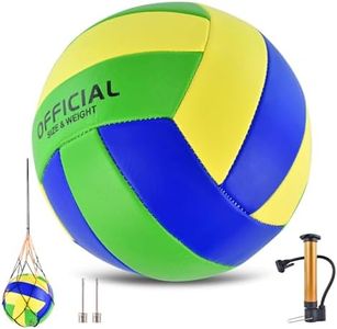 ELKCIP Volleyballs Official Size 5, Soft Bulk Recreational Volley Balls with Pump and Net Bag for Indoor Outdoor Beach Pool Water Sand Game Training Match Gift for Beginner Women, Green