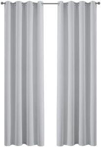 Yakamok Home Fashion Soild Blackout Curtains Thermal Insulated Grommet Drapes for Bedroom/Living Room，52X84 inch，Greyish White,2 Panels