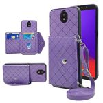 Furiet Compatible with Tracfone BLU View 2 B130DL Wallet Cover with Crossbody Shoulder Strap Stand Credit Card Holder Lanyard Slot Cell Phone Cover for Blue View2 BLUView Two 4G LTE Women Purple