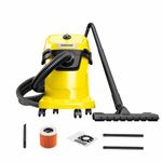 KARCHER Wet & Dry Vacuum Cleaner Wd 3 V, 1000 Watts, 17 litres Tank Capacity, Use, Car Cleaning, Furniture Blower Function, Fleece Filter Bag, Plastic Body (Yellowcartridge, 1 Count)