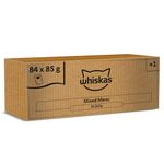 whiskas 1 plus Adult Mixed Selection in Jelly 84 Pouches, Adult Wet Cat Food, Megapack (84 x 85 g)