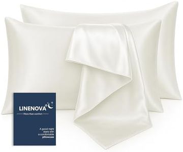 LINENOVA Silky Satin Pillowcases Set of 2 – Queen Size 51x76cm, Frizz Control & Gentle on Skin, Silk-Like Feel with Envelope Closure – Gift Ready – Beige