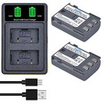 DuraPro 2Pcs NB-2L NB-2LH Battery + Dual USB Charger Replacement for Canon EOS 350D 400D MD265 MV960 PowerShot G7 G9 S70 S80 ZR950 ZR960 HG10 HV40 Cameras