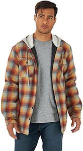 Wrangler Authentics Langärmelige Flanell-hemdjacke mit Kapuze Camisa, Rojo y Amarillo, XL Hombres