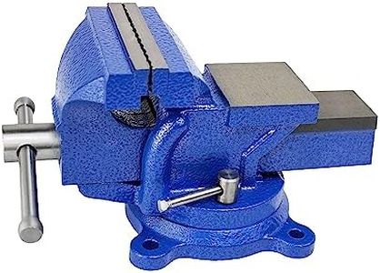 HFS(R) 5' Heavy Duty Bench Vise Anvil with 360° Swivel Locking Base Desktop Clamp (16LBS) - FS Blue Design