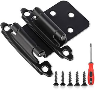 24 Pcs 1/2”Overlay Cabinet Hinges(Matte Black),Kitchen Cabinet Door Hinges Black Semi-Concealed Hinges Cabinet Hardware Self-Closing Cabinet Hinges with Screwdriver