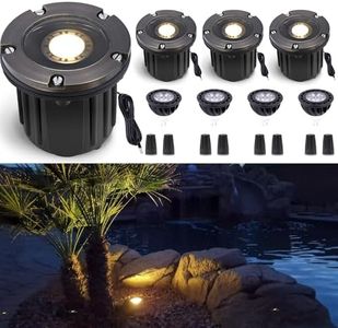 Gardenreet Outdoor Low Voltage Well Lights - Brass Replaceable Bulb LED In-Ground Lighting, Low Voltage 12V Flush Fixture, Antique Bronze for Patio Backyard House with 2700K Warm White MR16 Bulb