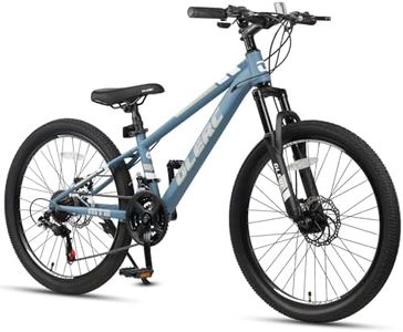 Glerc 24 Inch Kids Bike, Kids Mountain Bike for Boys and Girls Ages 6-10, 21-Speed Skyline Bicycle with Front Suspension and Disc Brakes, Blue