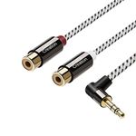 CableCreation 3.5mm to 2RCA Female Cable, Angle 3.5mm Mini-Jack to RCA Stereo Audio Y Cable Gold Plated, Compatible with iPhone,iPod,MP3,Tablets,HiFi Stereo System, Speaker 3Feet/0.92M