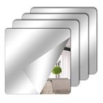 TSLBW 4 Pack Self Adhesive Mirror Stick on Mirror 15x15cm Acrylic Mirror School Mirrors Flexible Mirror Sheets Mirror Stickers for Wall School Home Livingroom Bathroom Bedroom Decor