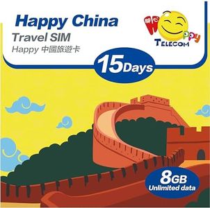 Happy 5G Mainland China 15 Days Unlimited Data Travel Sim Card | No Daily Limit | 8GB of 5G High-Speed Data Then 128kbps | No registraton | Support Whatsapp, Facebook, Google and More