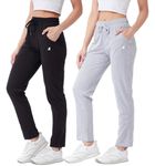 Modeve Women Mid Rise Cotton Blend Pack of 2 Track Pant for Summer || Lower || Pyjama || Lounge Pants_Black and Light Grey_Large |Fit Type: Regular Fit